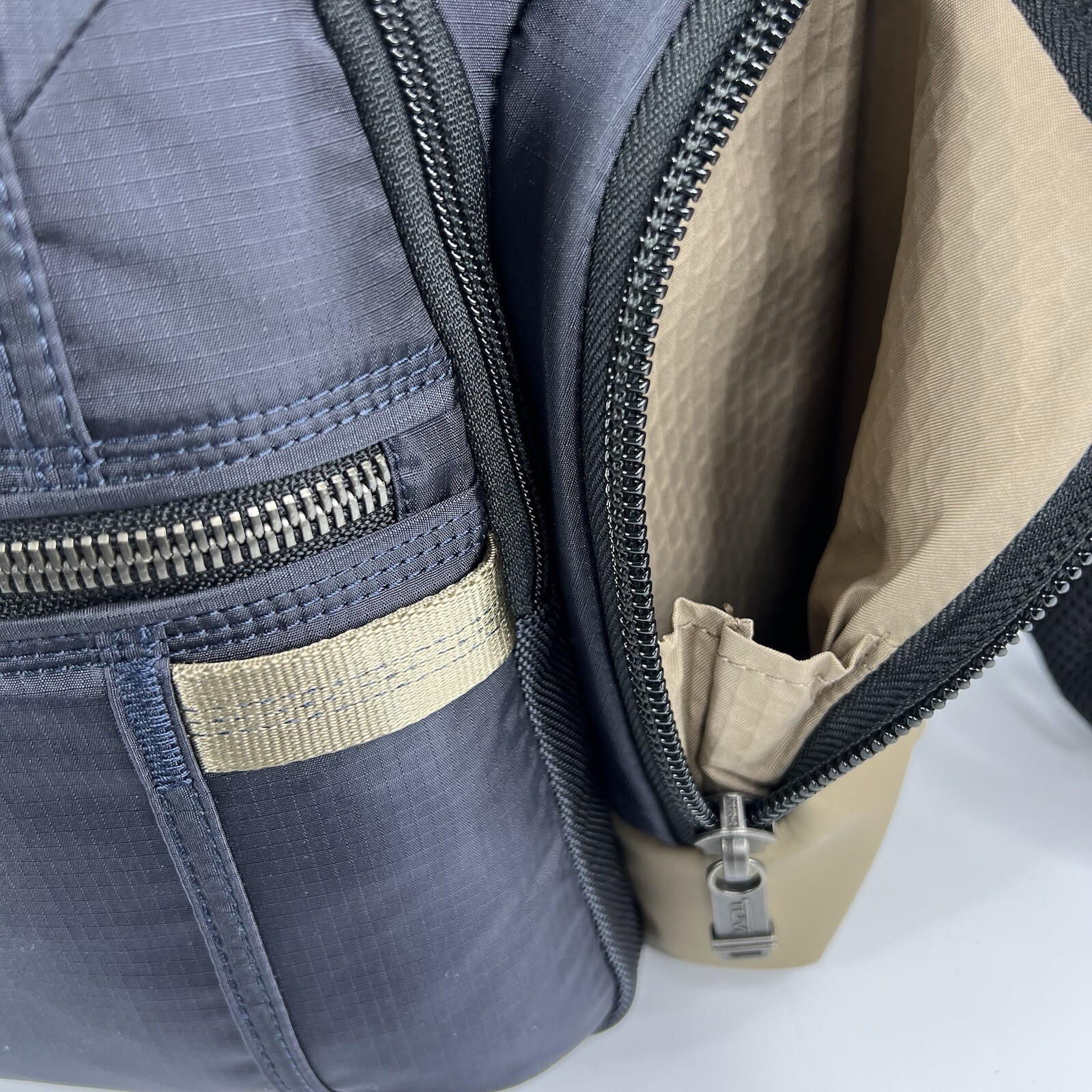 TUMI Navigation Backpack Laptop Business Bag Midnight Navy and Khaki EXPANDABLE