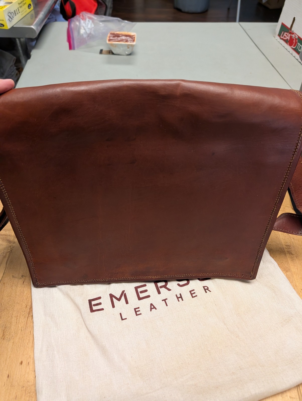 Emerson Leather Saddle Bag Work, Computer New