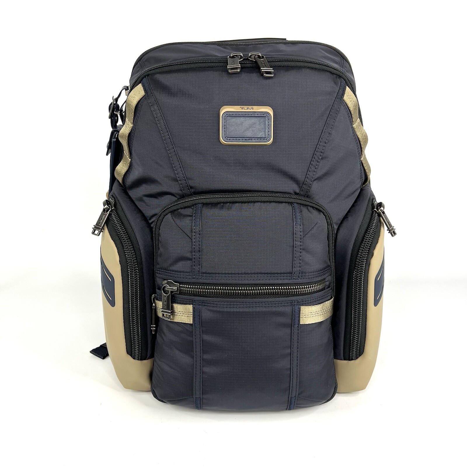 TUMI Navigation Backpack Laptop Business Bag Midnight Navy and Khaki EXPANDABLE