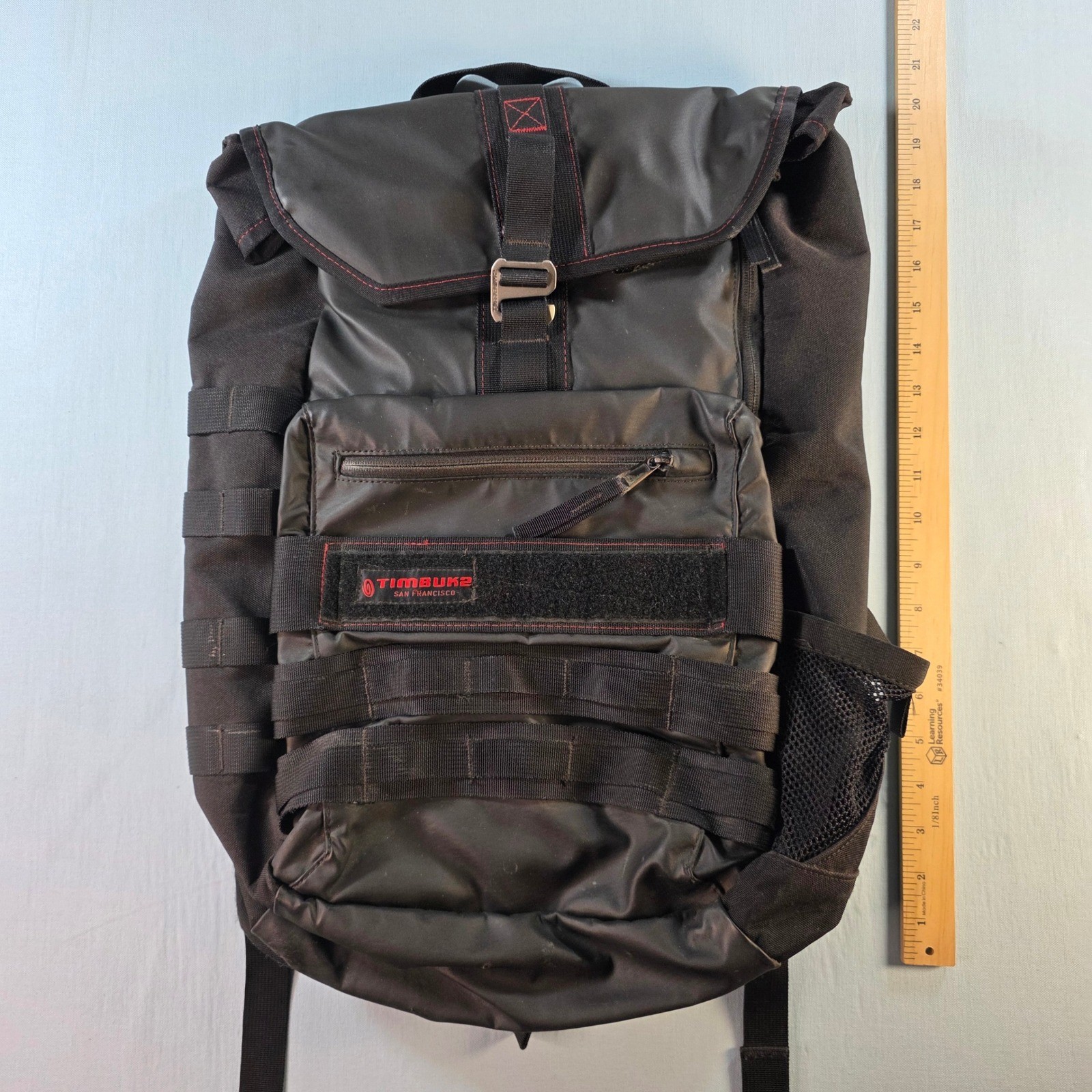 Timbuk2 San Francisco Spire Laptop Backpack Black Red Trim Roll Top Commuter Bag