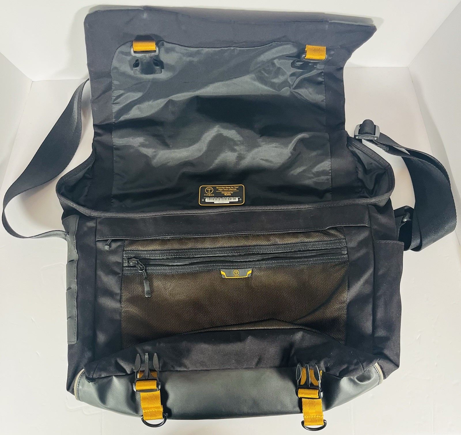 TUMI T-Tech Expandable Laptop Messenger 16.5” Bag, Black W/Yellow Trim