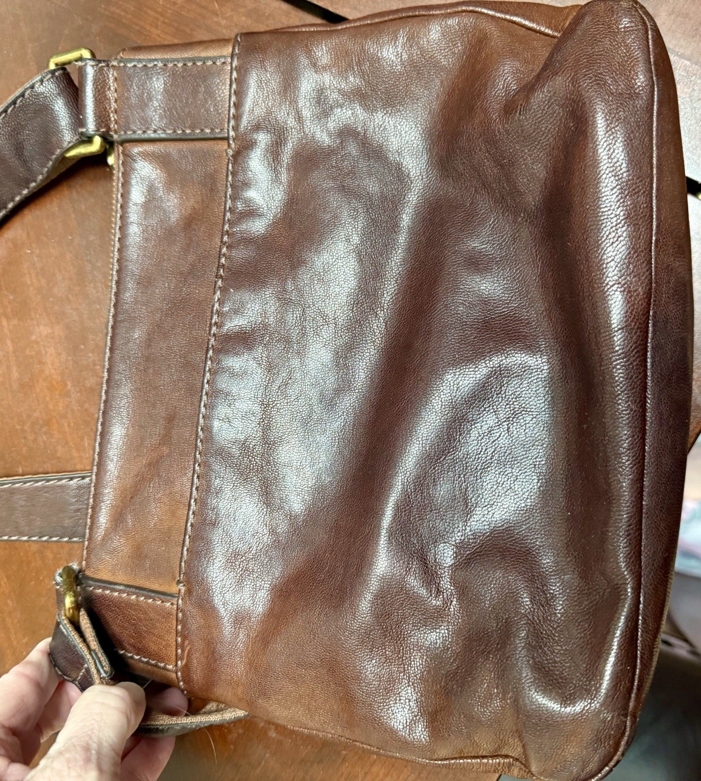 Fossil ZB6845 Brown Leather Crossbody Bag Multi Pocket Adjustable
