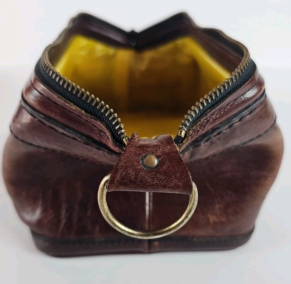 Vintage Bosca Men’s Old Leather Toiletry Bag Travel Case Utilikit Cognac Brown