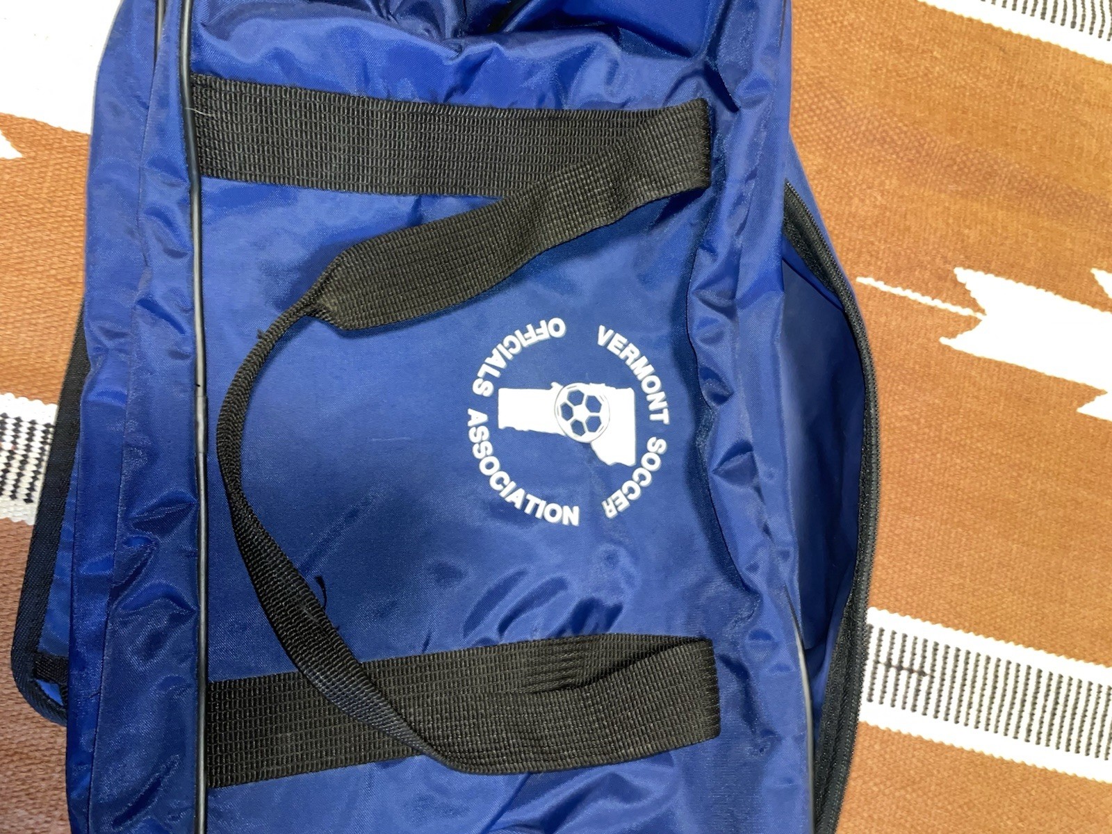 Nike Gym Duffel Bag Vintage 80s 90s Blue White Large Vermont Soccer League