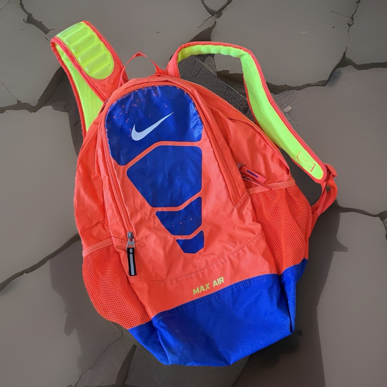 Nike Max Air Backpack Orange Blue Neon School Gym Travel Bag Unisex