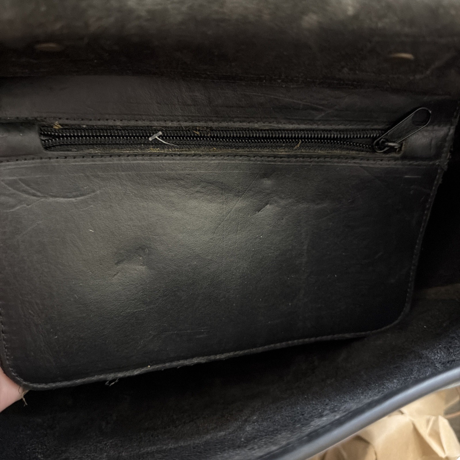 Vintage Black Thick Leather Backpack Briefcase Shoulder Bag Adjustable
