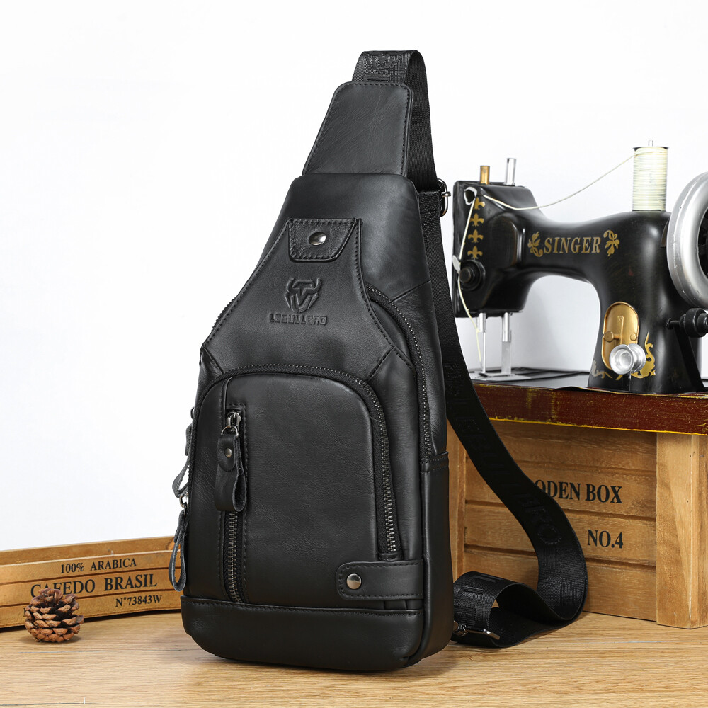 LEBULLBRO Chest bag Sling Backpack Crossbody Bag Shoulder Bag Genuine Leather
