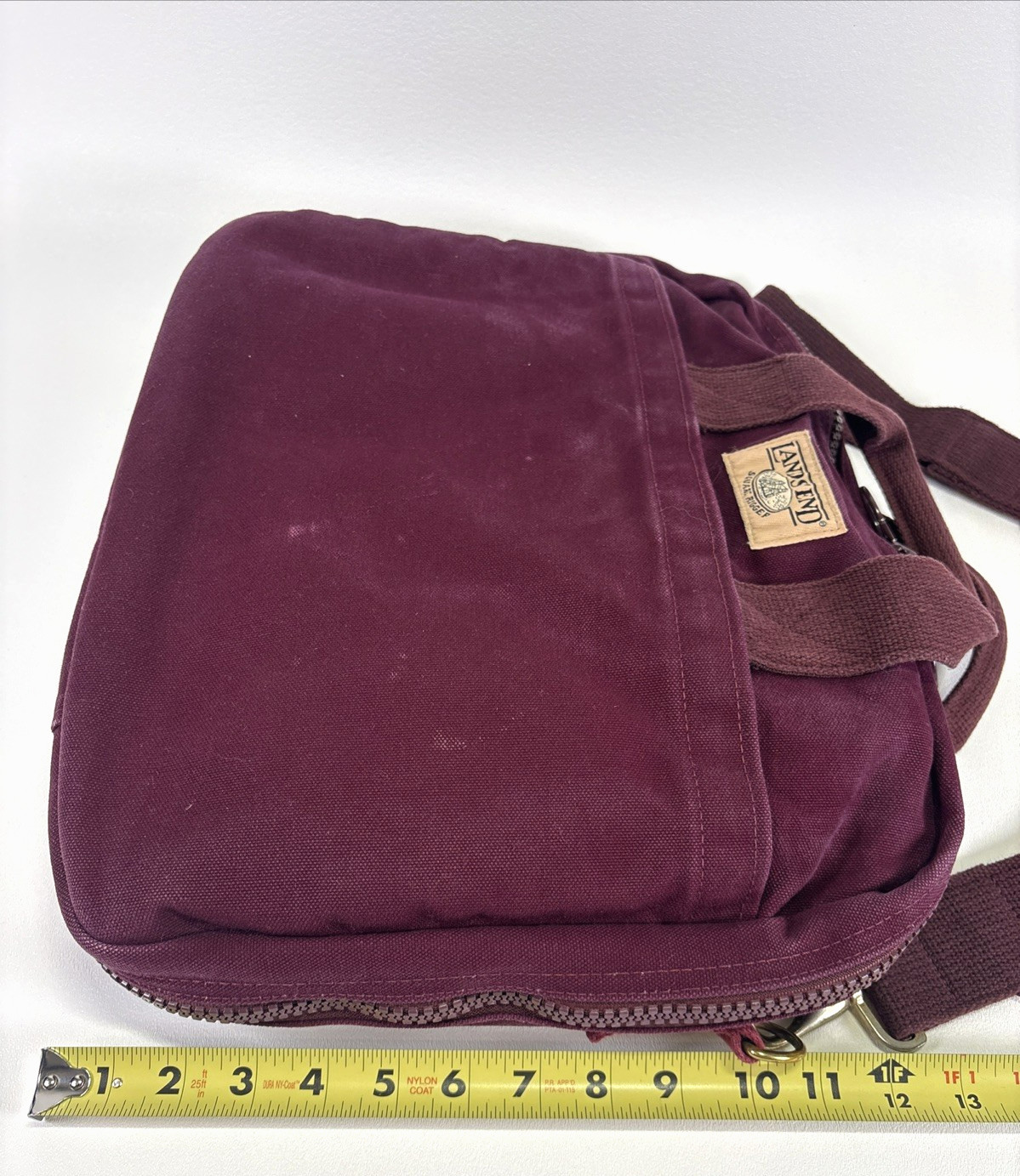 Vtg Lands’ End Square Rigger Canvas Briefcase Maroon W/ STRAP Made in USA Bag