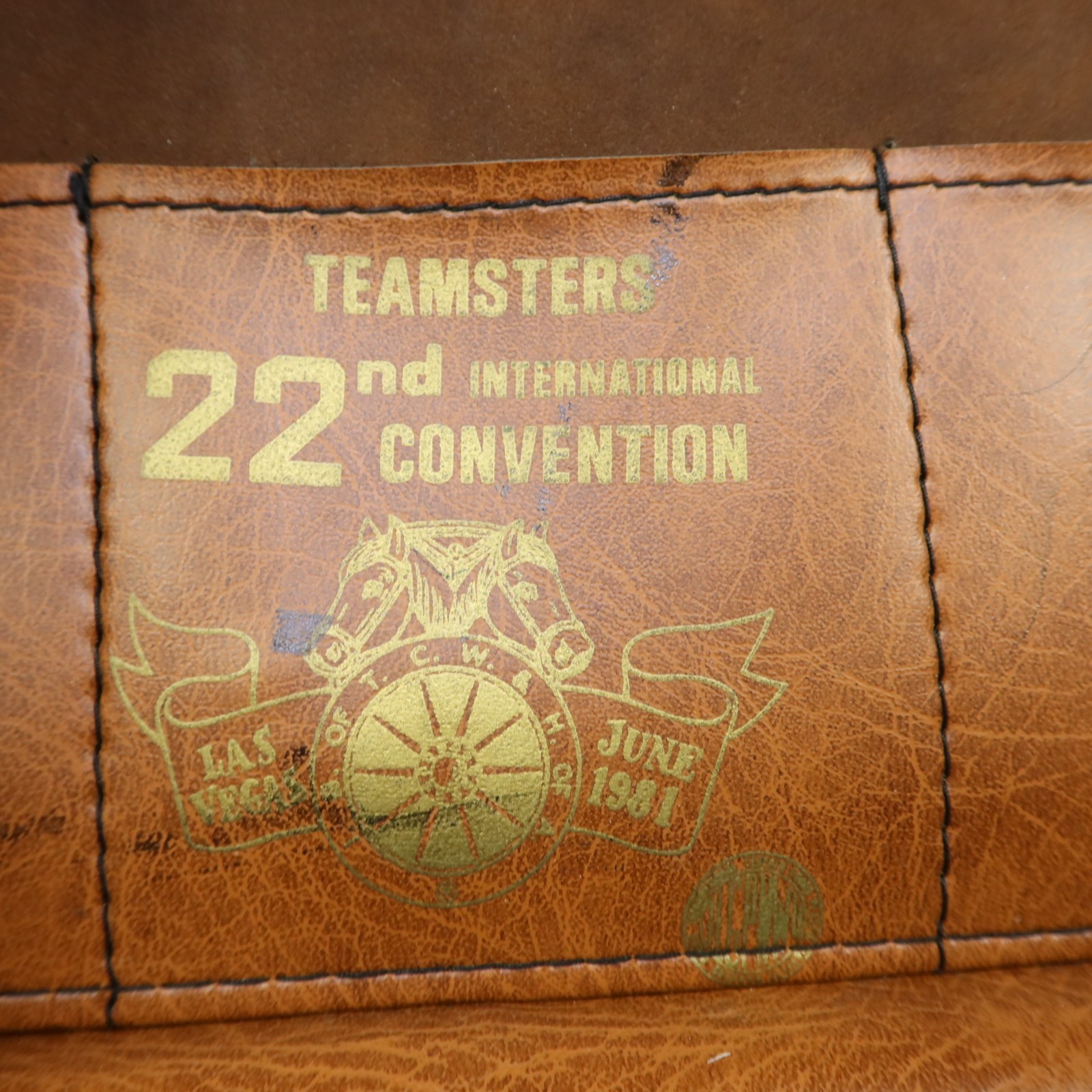 Vintage Leather Briefcase Hardcase Brown T.C.W. & H. of A. 1981 Teamsters Union