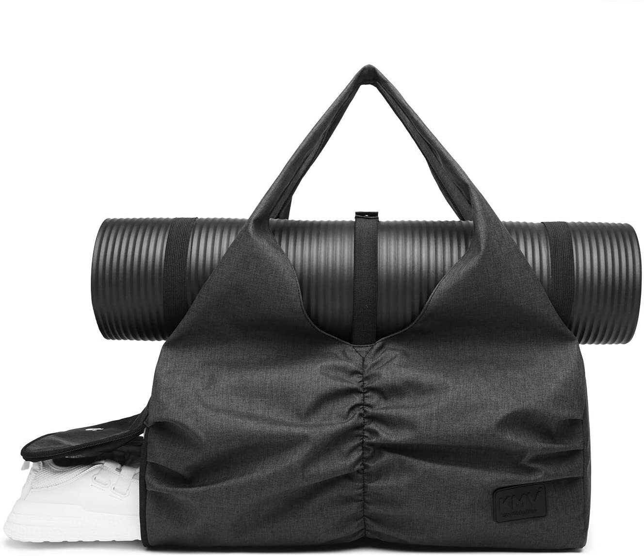 Travel Yoga Gym Bag for Women, Shoe Compartment and Wet Dry Storage Pockets,Bla
