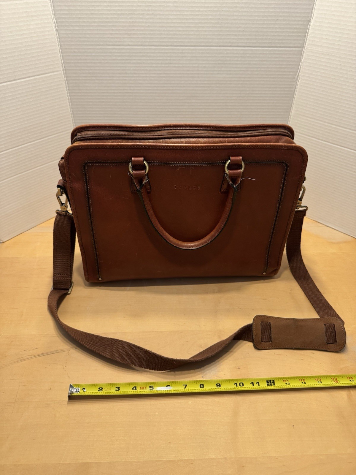 Banuce Full Grains Italian Leather Laptop Business Travel MessengerBag