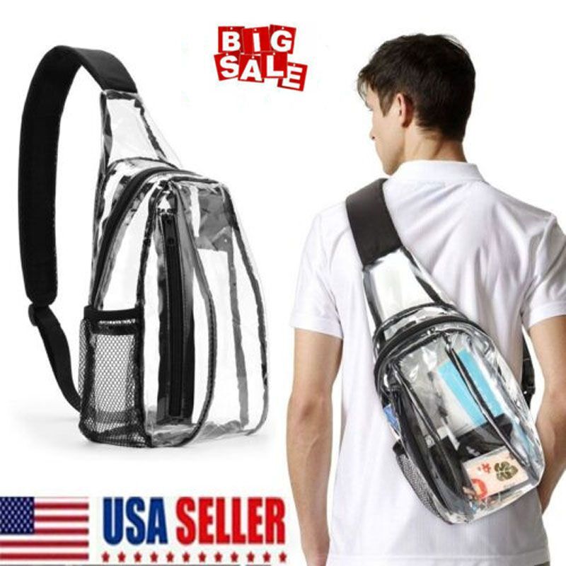 Men Women Clear Sling Bag Chest Fanny Packs Cross Body Travel Shoulder Backpack