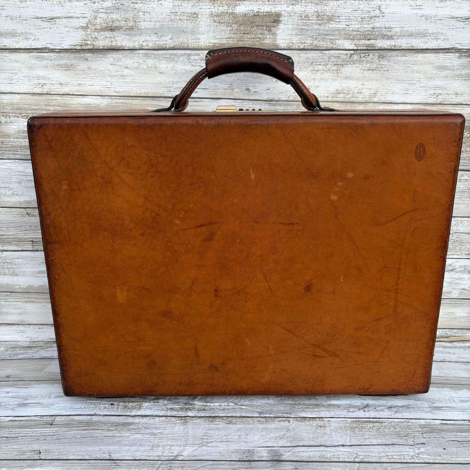 VTG Hartmann Belting Leather Briefcase Attache Brown Organizer 4″