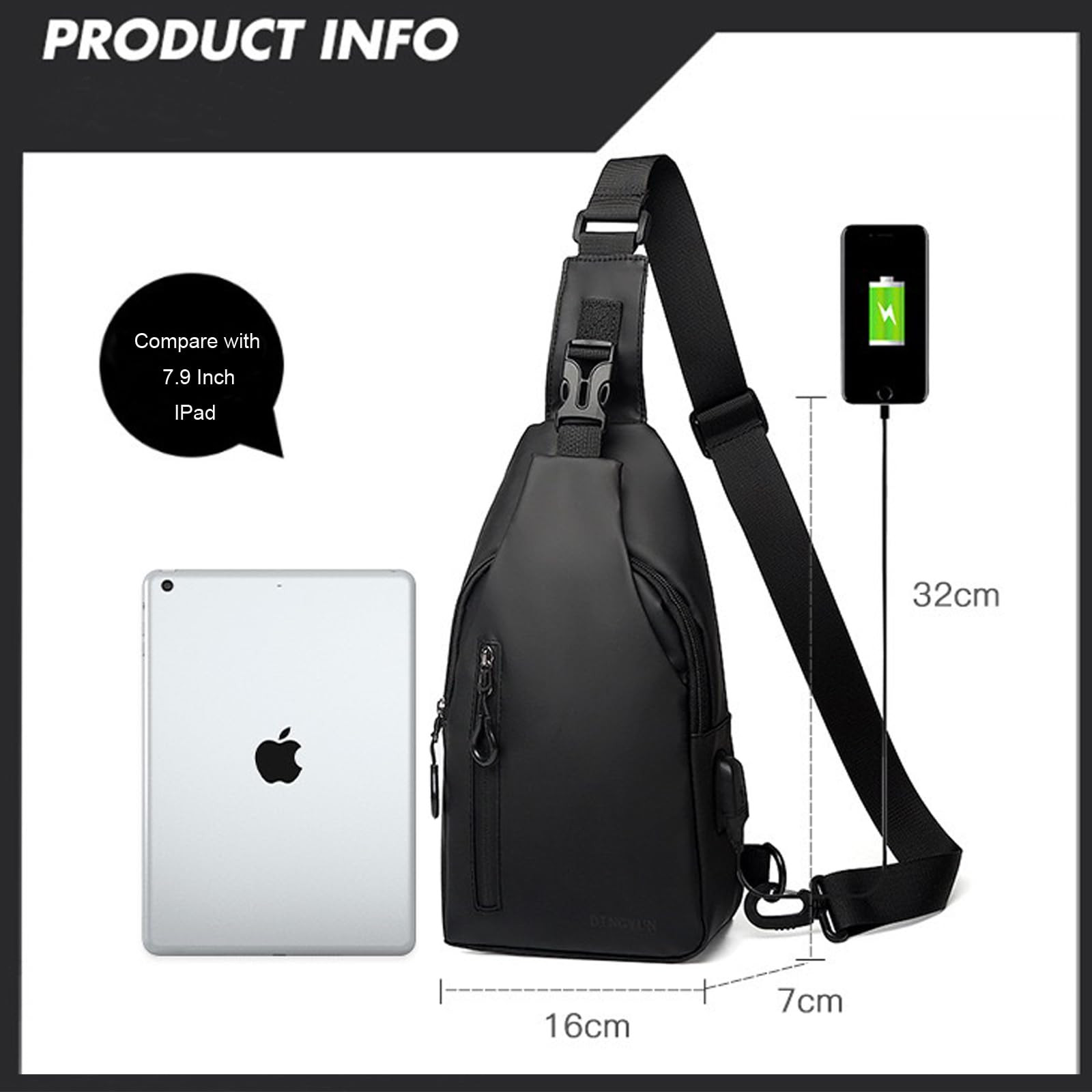 Waterproof Sling Bag Crossbody Backpack for Men Women Sling Backpack with USB…