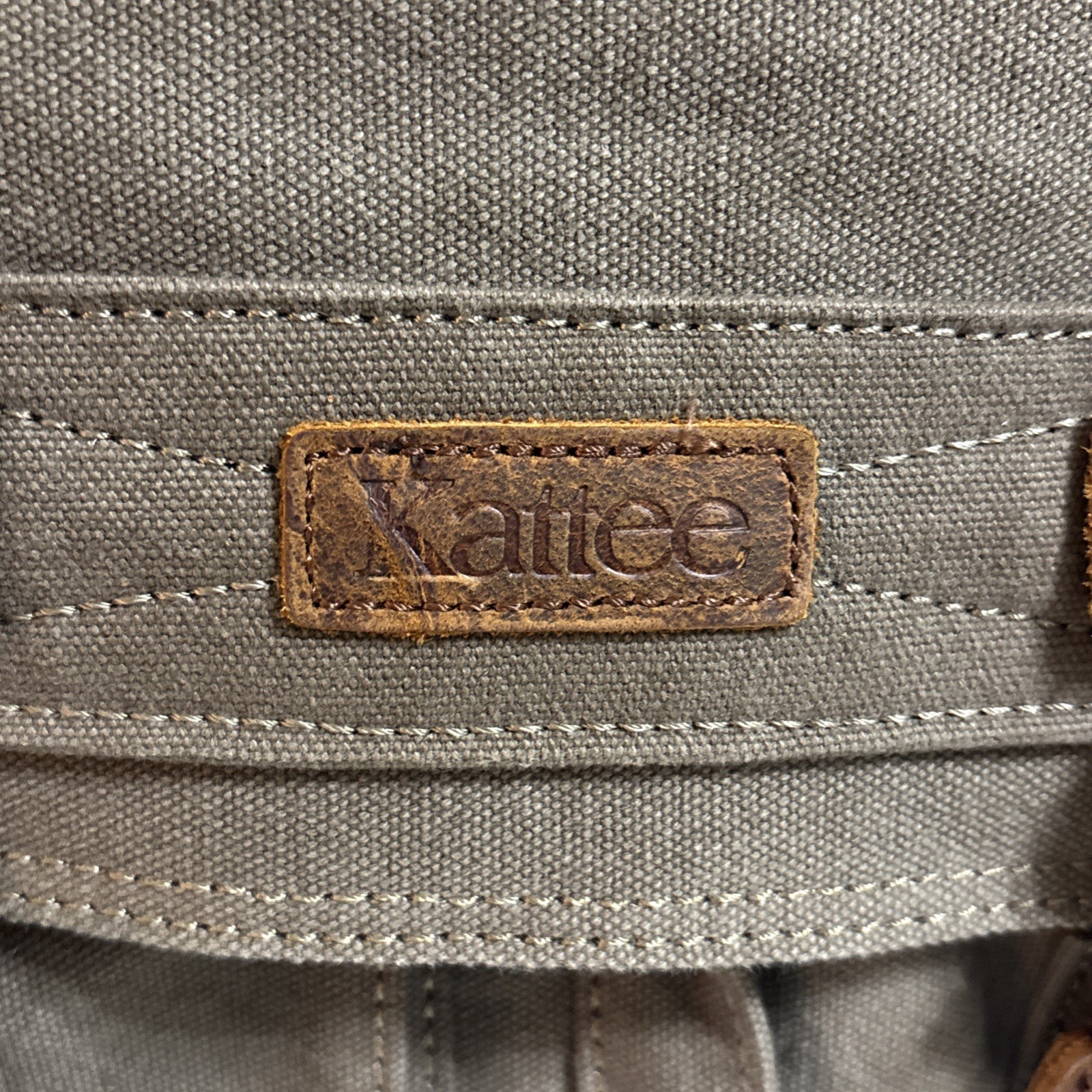 Kattee Canvas Messenger Bag Brown Leather Straps Snap Buckle Zip Adjustable Flap