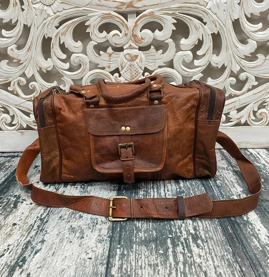 Leather Bag Travel Duffel Vintage Gym Genuine Men Overnight Luggage Handmade Men
