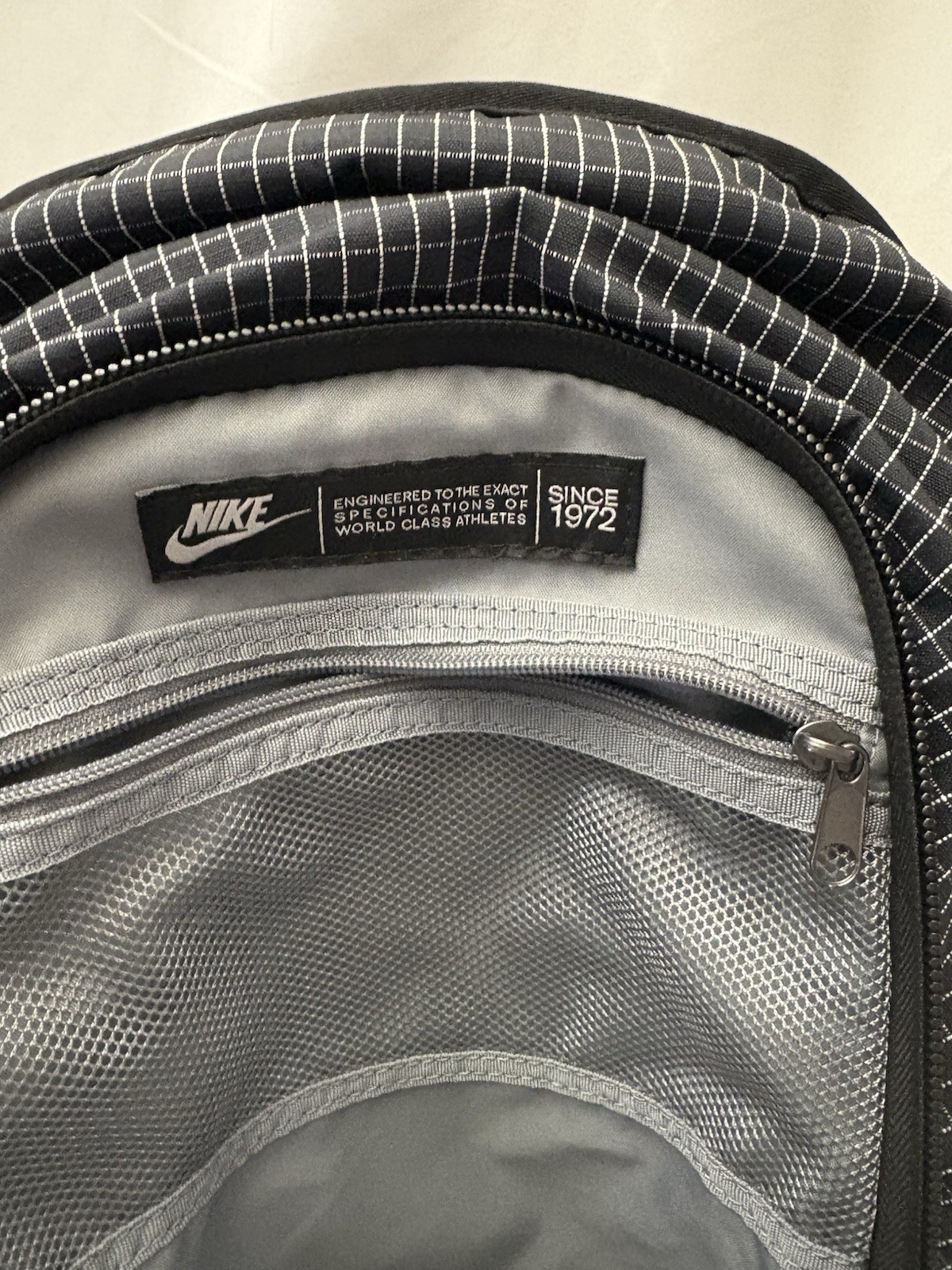 Nike Authentic Black And White Pattern Zip Backpack