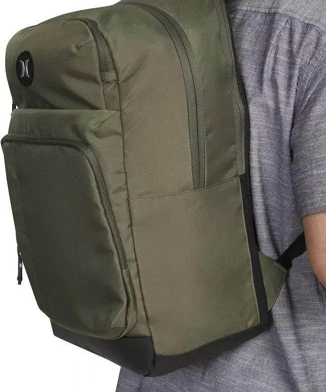 Hurley Rider Backpack Army Green adjustable shoulder straps and a top handle