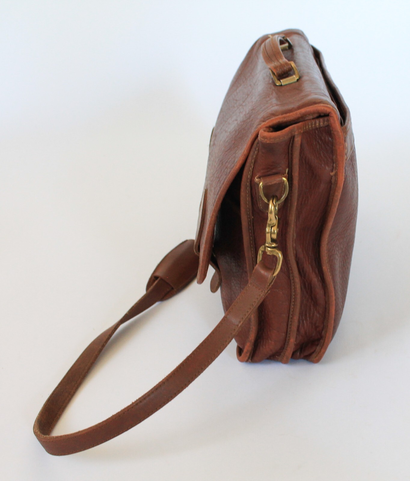 Vintage Brown Mitchell Luxury Leather Messenger Shoulder Bag Signed 1995