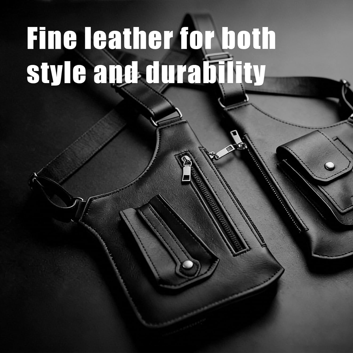 Adjustable Leather Underarm Shoulder Bag for Men with Anti-Theft Pocket