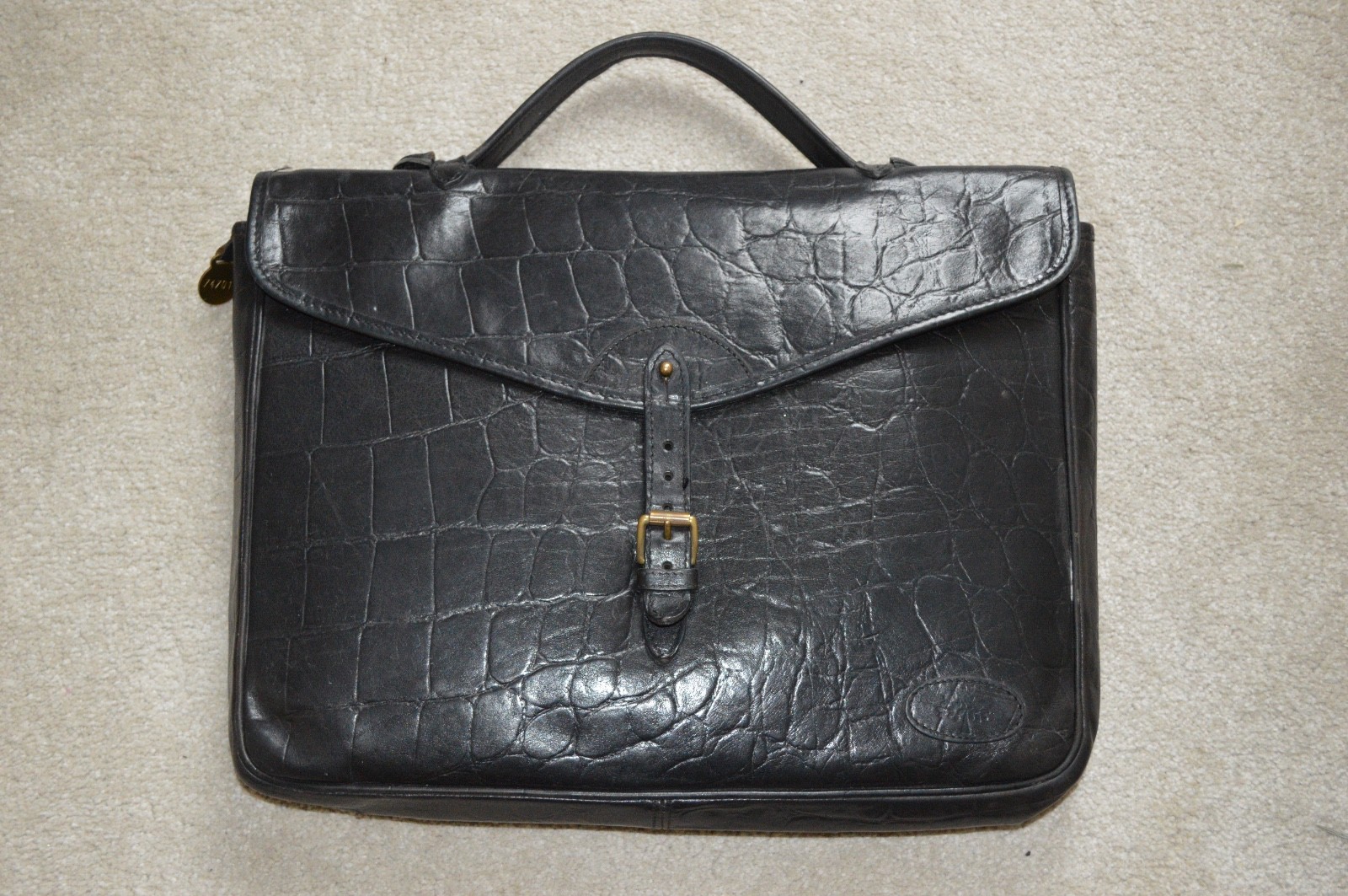 Mulberry Black Congo Leather Satchel Briefcase Document Holdall Bag Mens Unisex