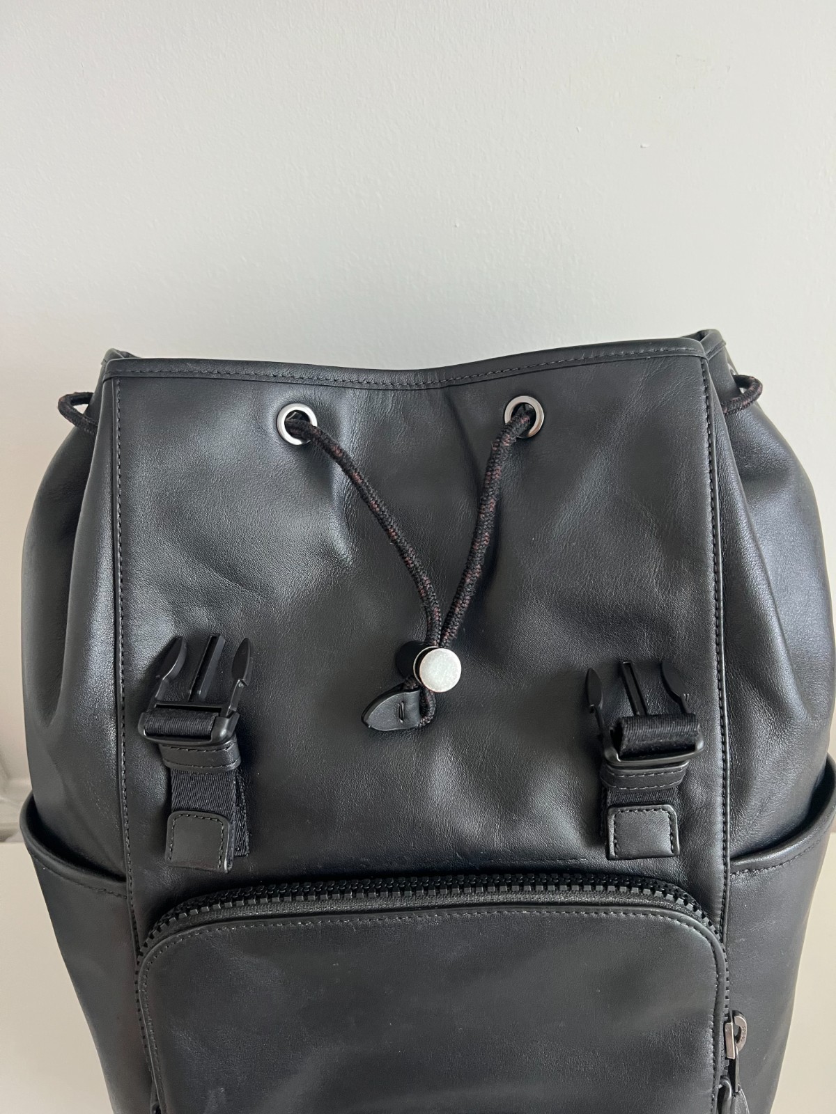 Coach Track Backpack Gunmetal/Black Smooth Calf Leather 16″ Laptop Bag