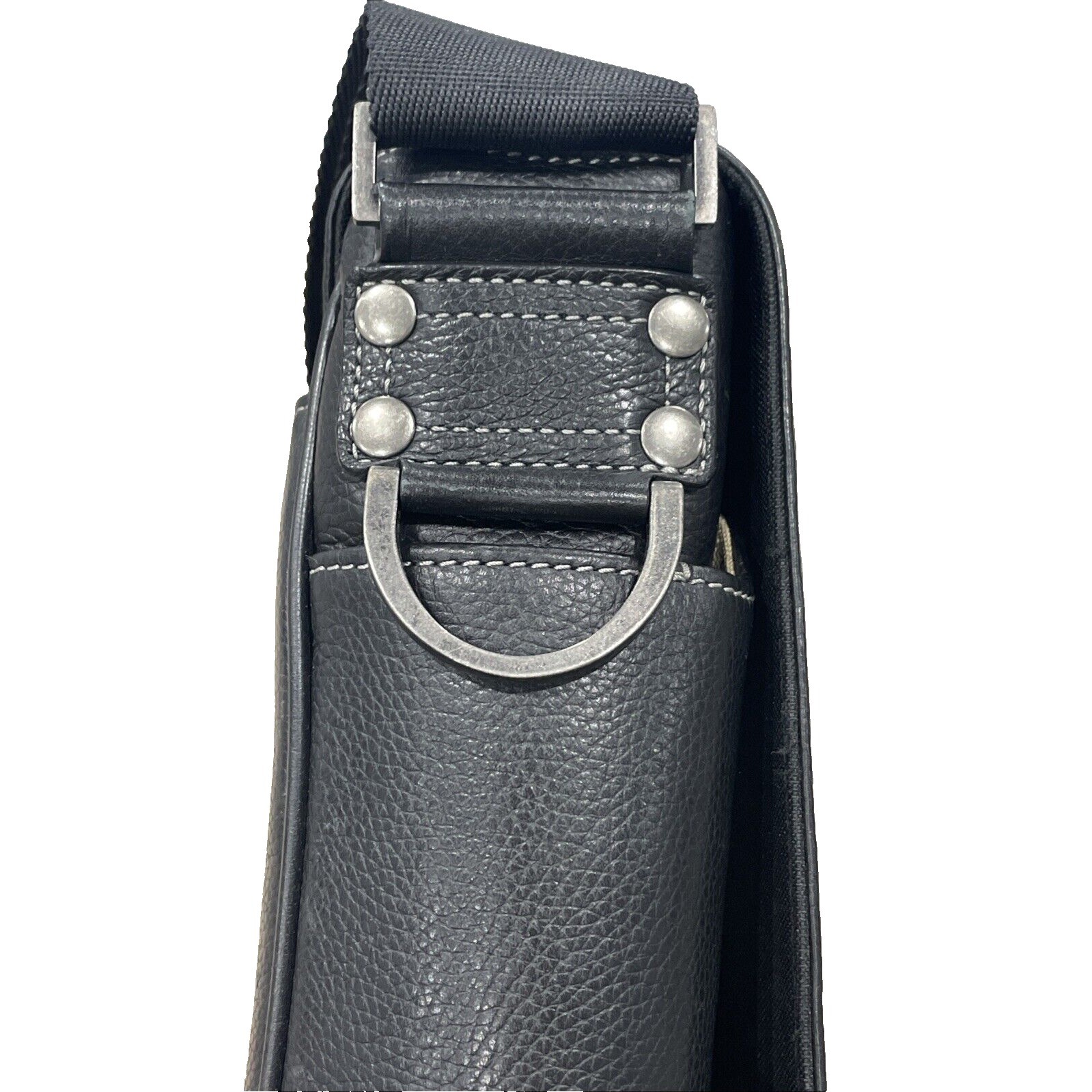 BOCONI Black Tumbled Leather Briefcase Padded Attaché Case RFID Protection