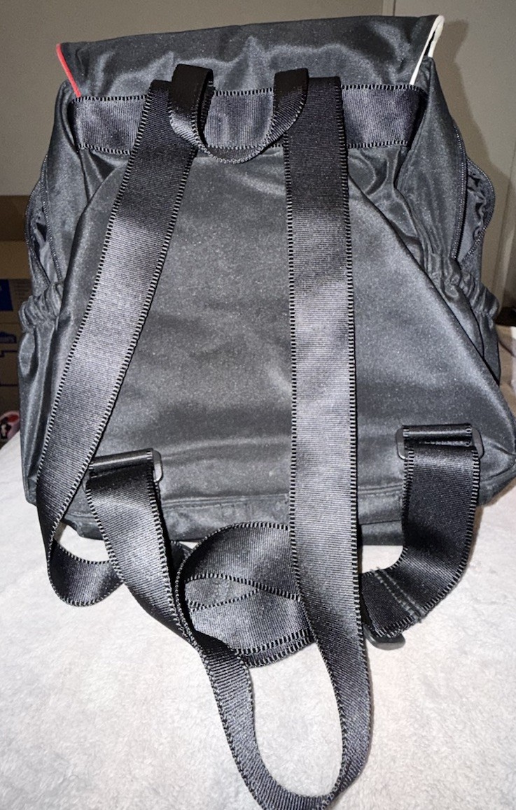 Tommy Hilfiger Black Backpack Zip Closure Red/White Trim Pockets Lined