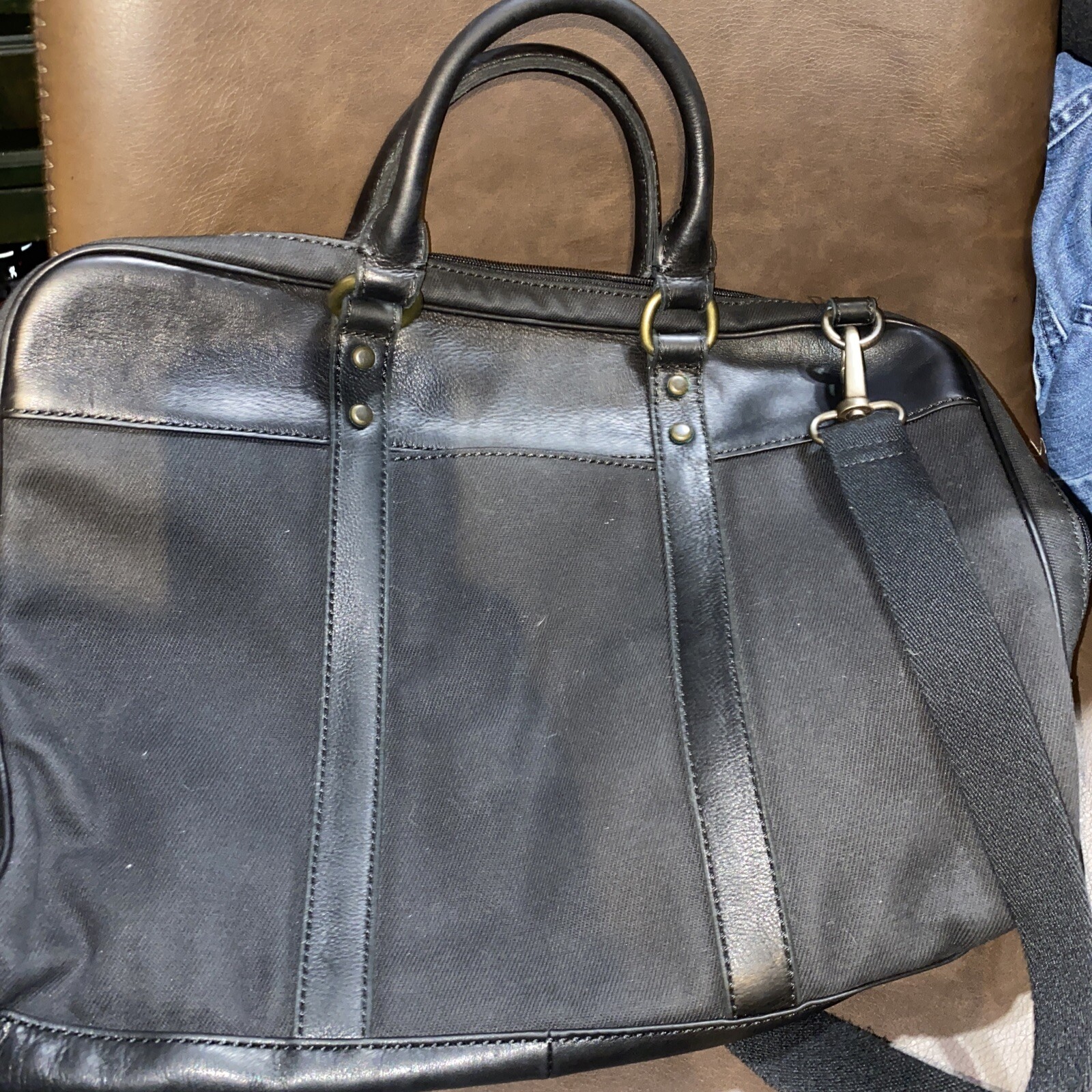 Unisex Fossil estate document Leather Trim Bag MBG9115001