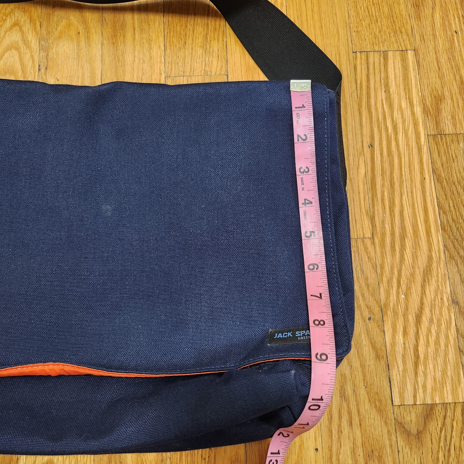 Jack Spade Greene Street Messenger Bag Blue Canvas Orange liner