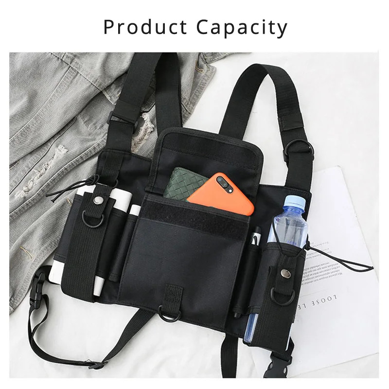 Functional Tactical Chest Bag For Men Fashion Bullet Hip Hop Vest Streetwear Bag