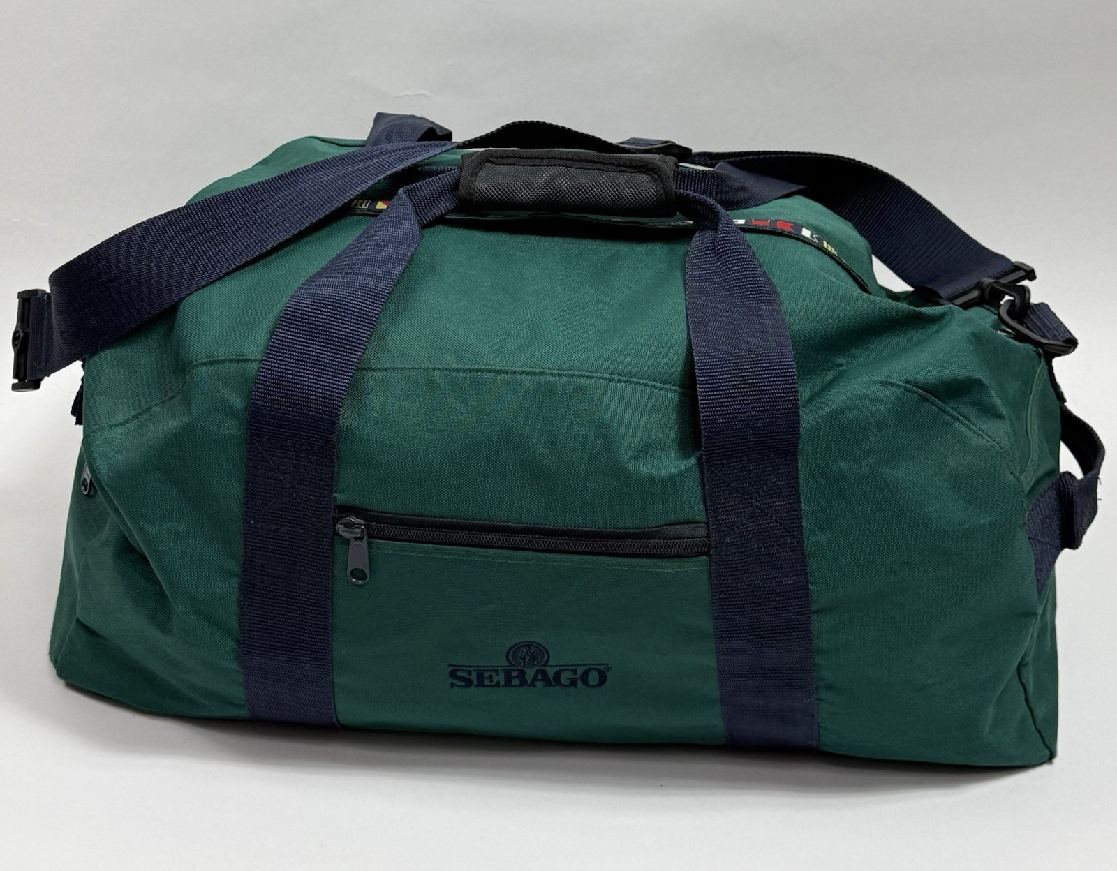 Sebago London Fog Duffel Bag Green 23” x 12” x 10” Good Condition
