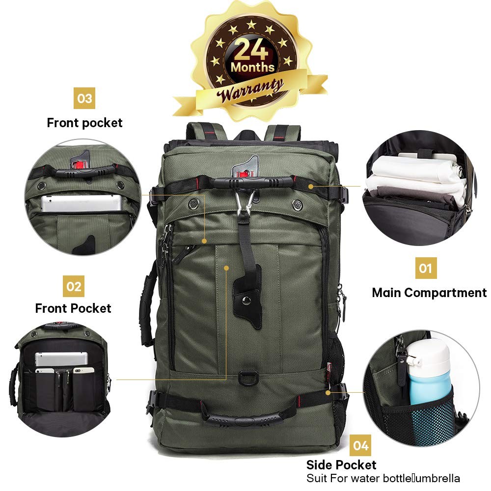 Durable Travel Backpack Convertible Duffle Bag for 17.3″ Laptop, 40L Capacity