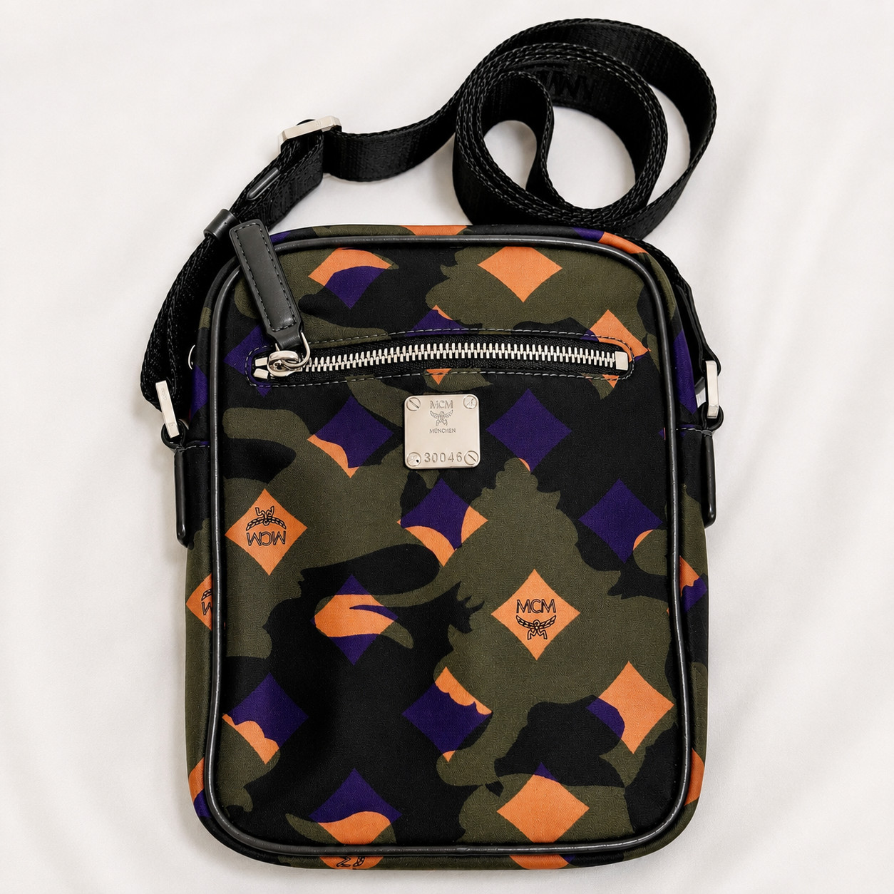Authentic Vintage MCM Camo Crossbody Messenger Bag Nylon Leather Saks EUC