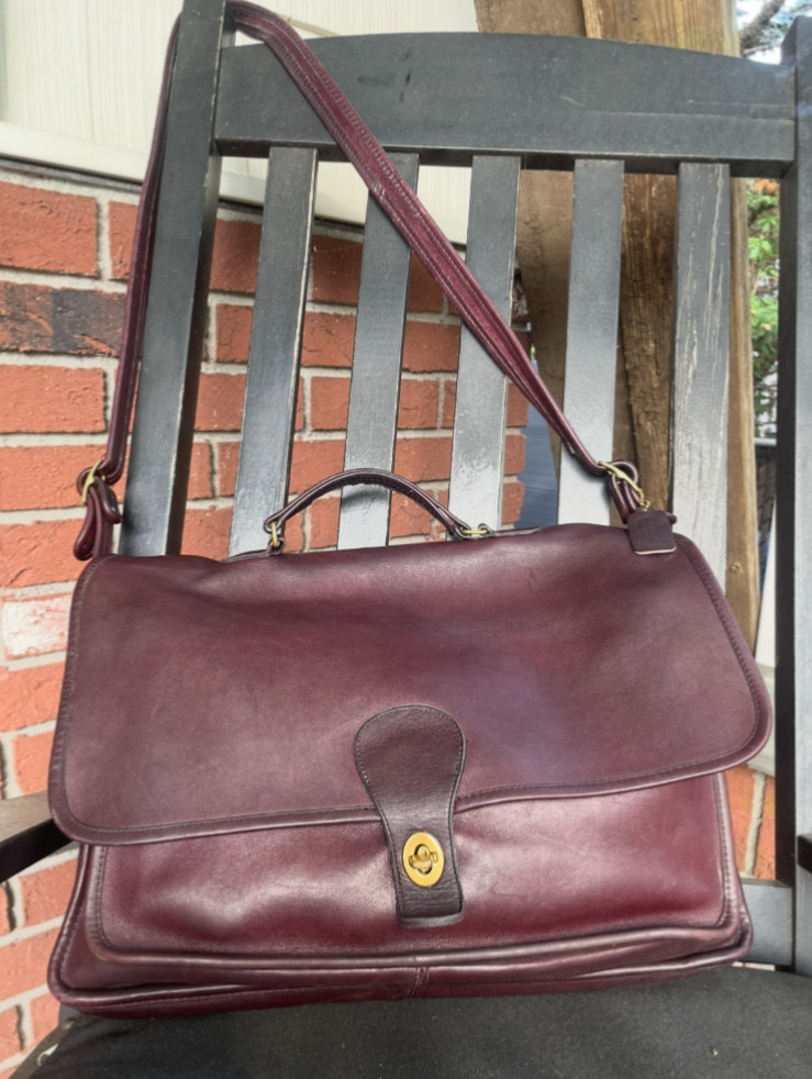 vintage Coach Metropolitan Briefcase bag in rare burgundy color made in NYC USA
