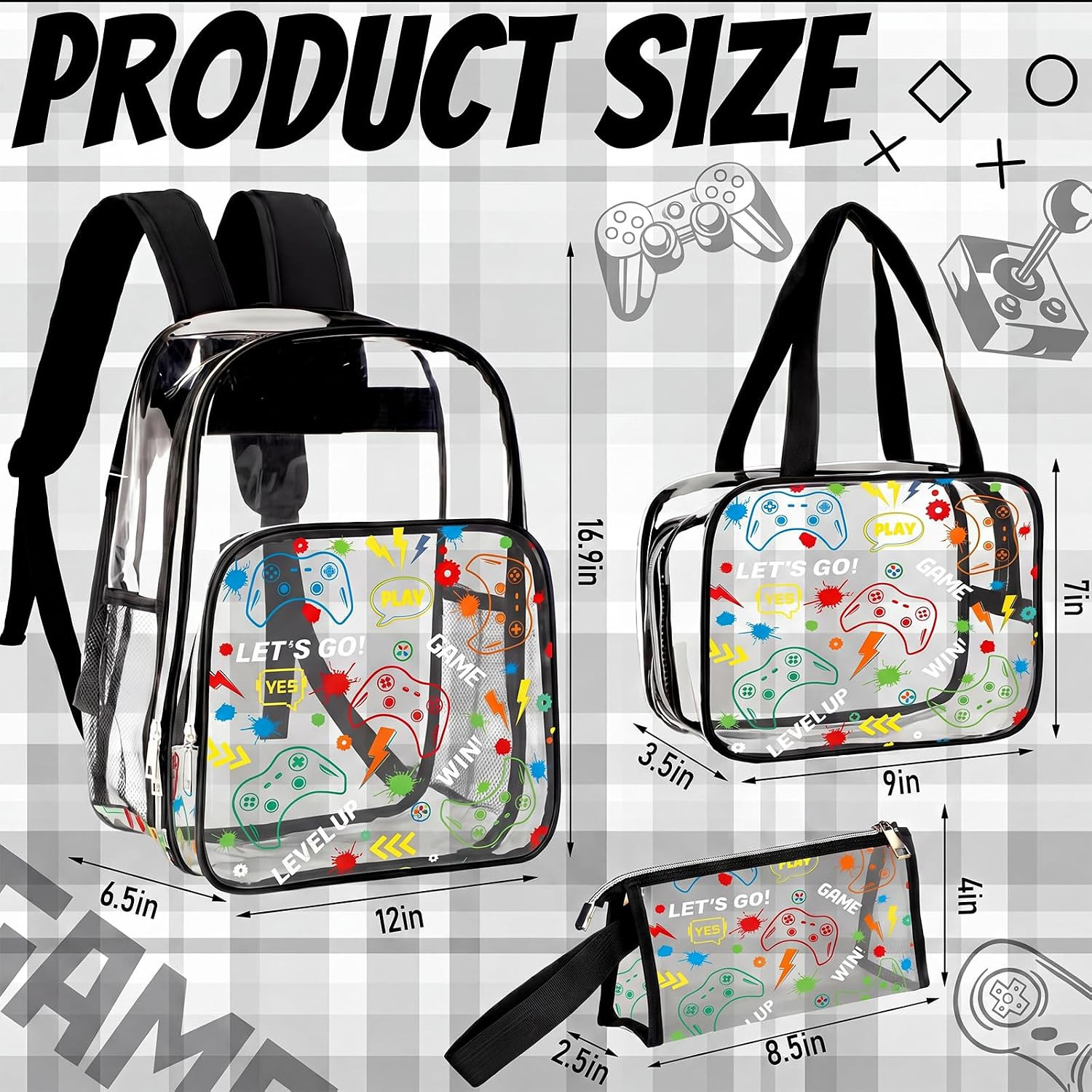 3 Pcs Clear Backpack for Heavy Duty Clear Stadium Bag Transparent Backpack with