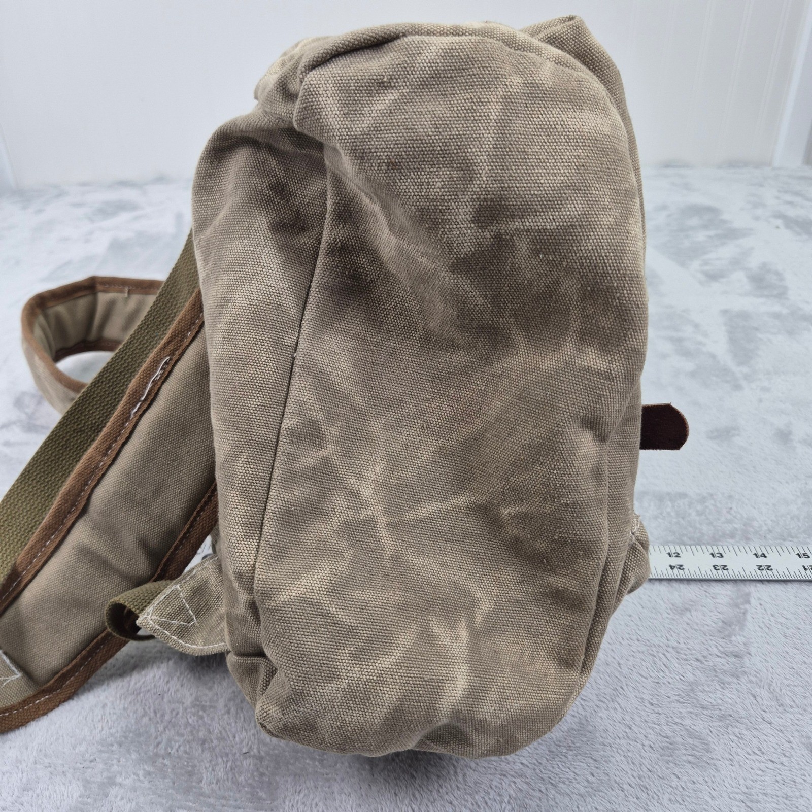 Canvas Military Rucksack Backpack Red Star Detail Mens Womens Outdoor Hiking