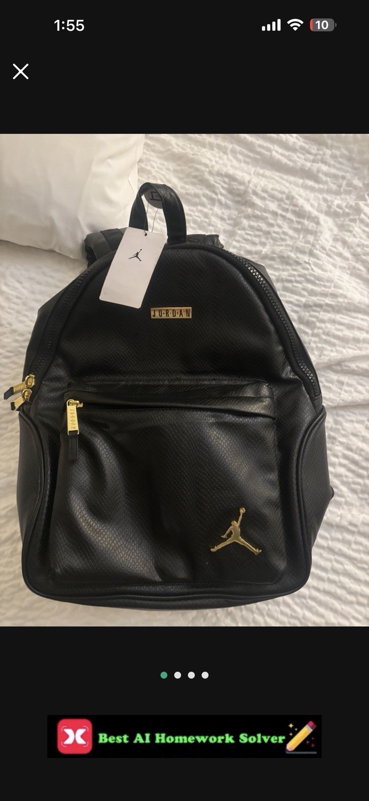 Jordan Backpack Black Gold Jumpman Zip Outer Pockets
