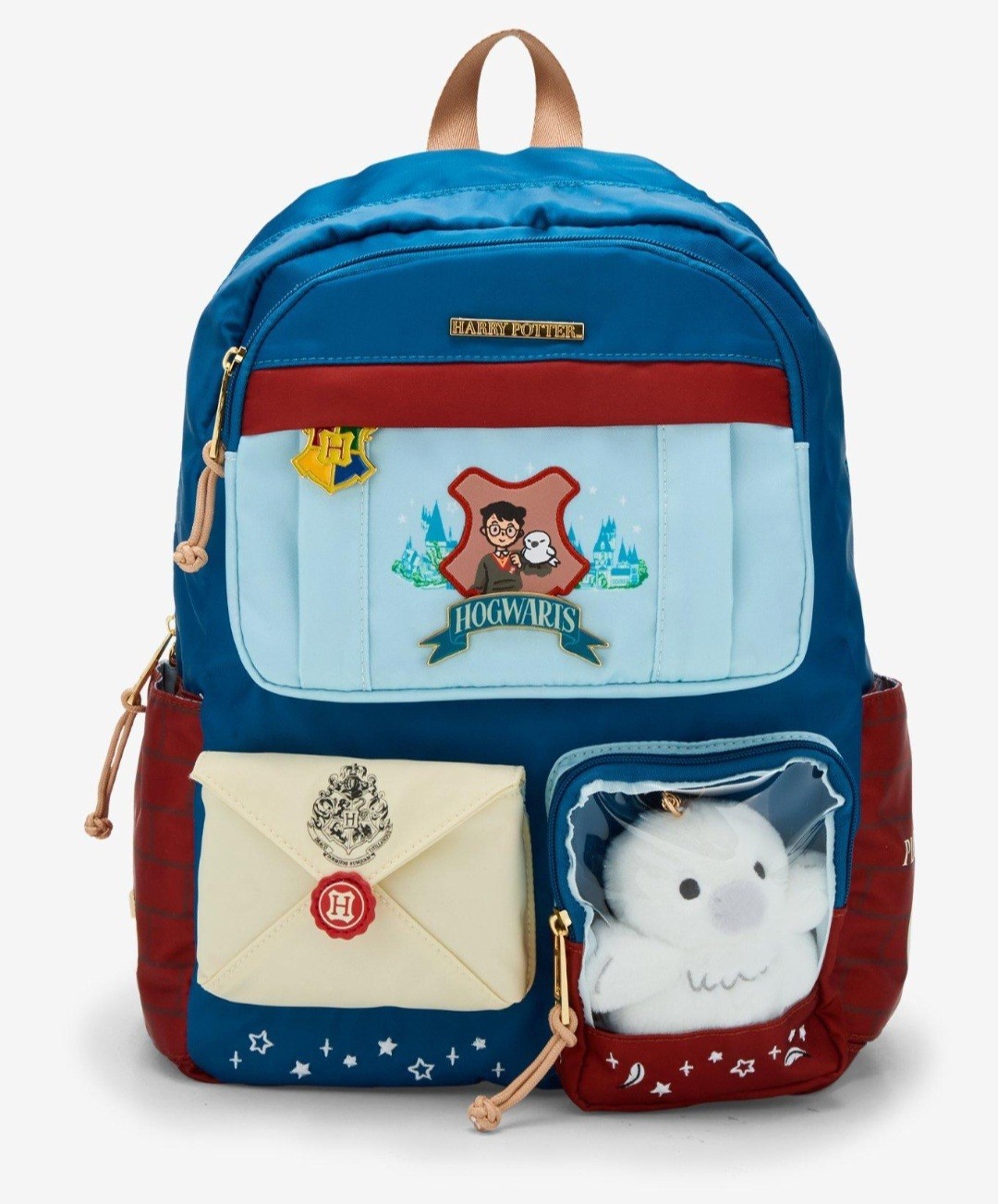 Harry Potter Hogwarts Express Multi-Pocket Backpack With Hedwig Plush! NWT