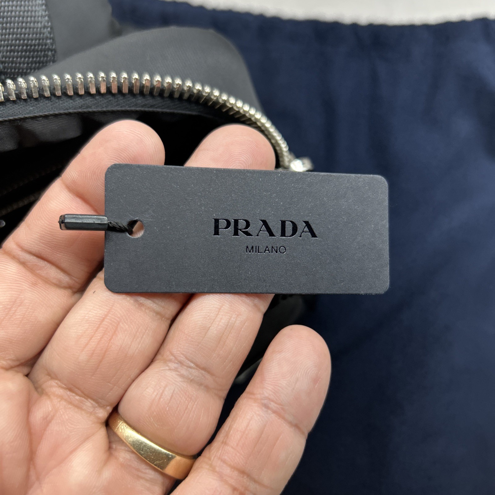 Prada Men’s Nylon Small Tech Backpack Black Olive Green