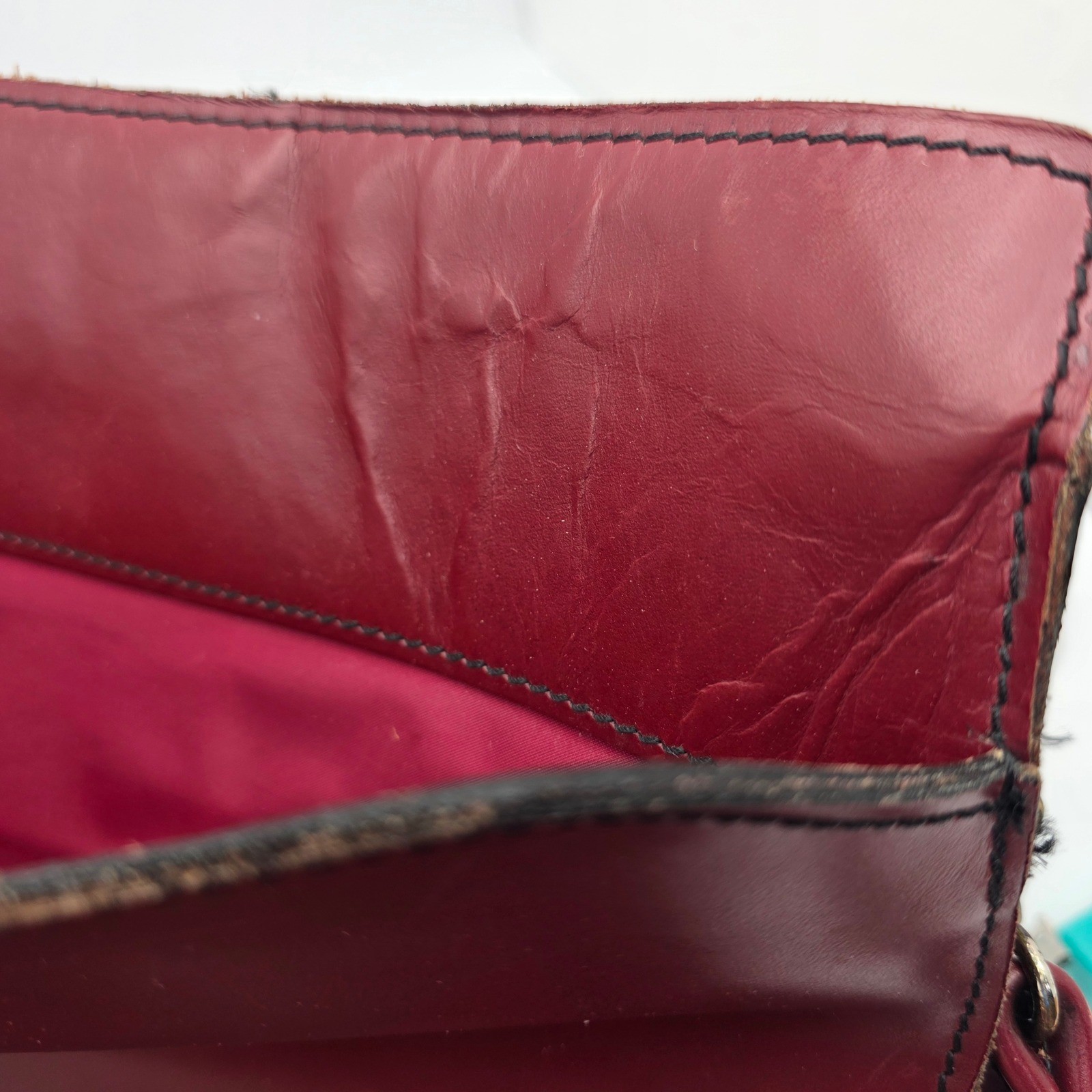 Maximillian Top Grain Cowhide Leather Laptop Bag Briefcase Burgundy Vintage