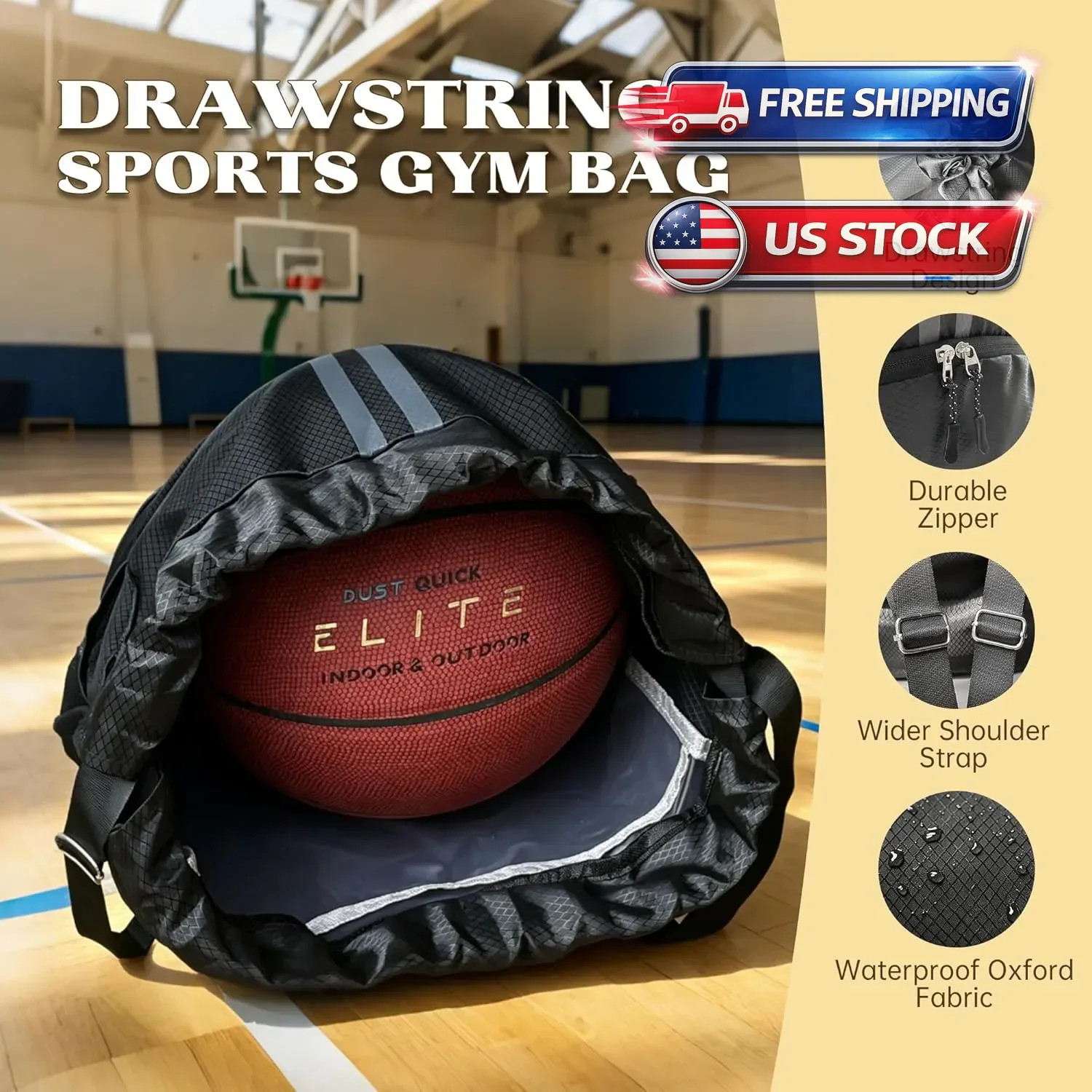 Drawstring Backpack Gym Bag – String Gym Bag for Men & Women, Lightweight Cinch
