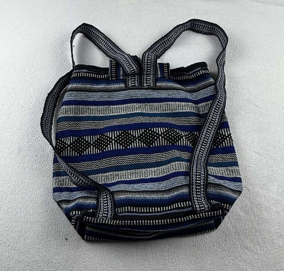 Pinzon Mexico Woven Multicolor Blue Backpack Bag Boho Hippie Clean EUC
