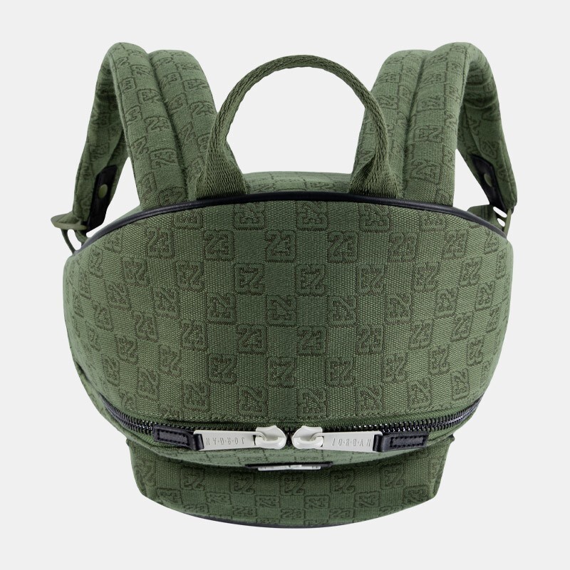 $100 Air Jordan Monogram Logo Jacquard Backpack 20L Luxury Travel Bag Olive