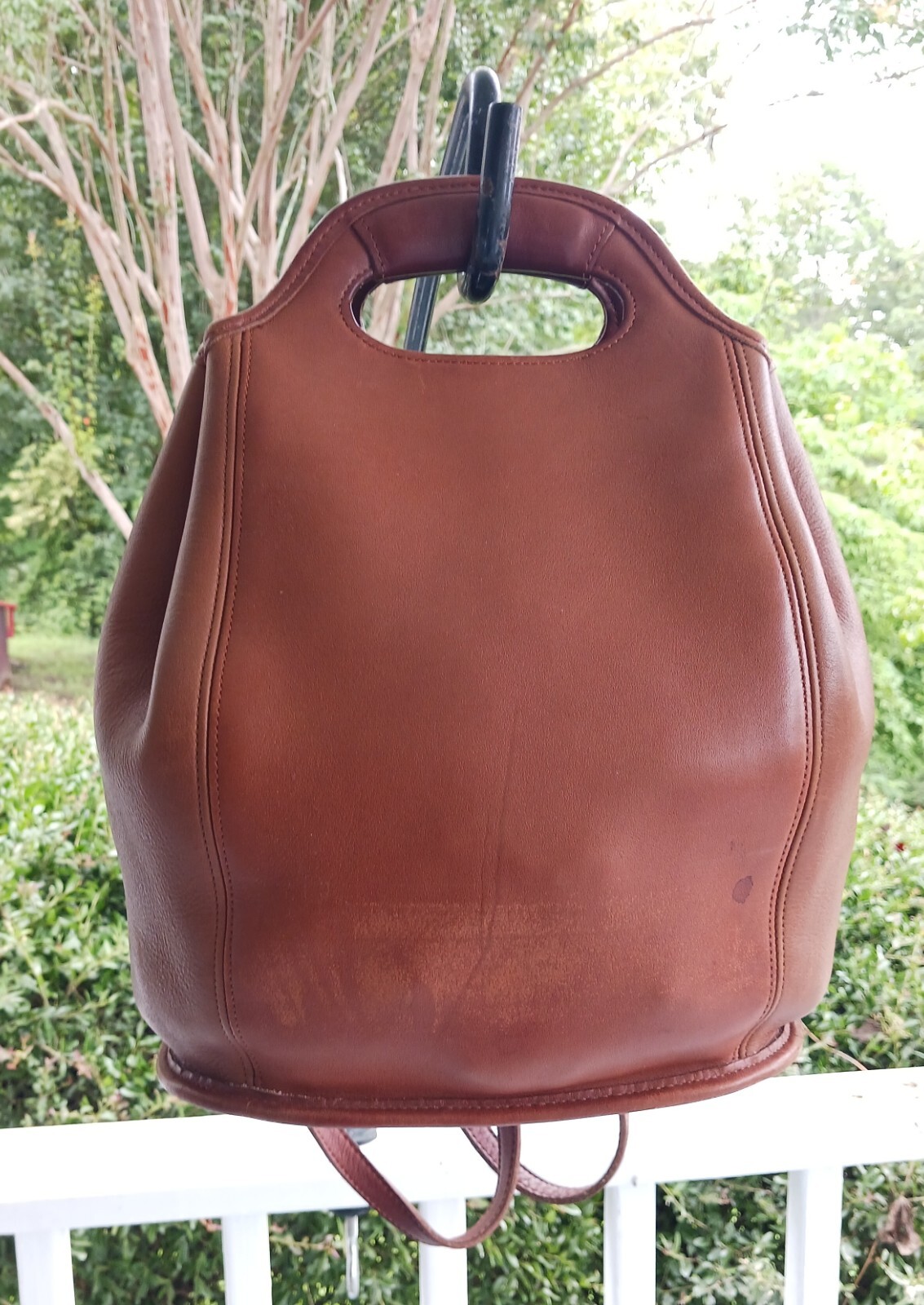 Coach 9994 Medium Vintage British Tan Leather Backpack/Tote w/Top Handle Detail