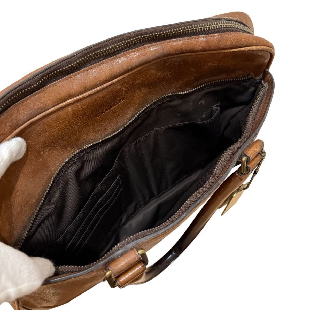 COACH 2-Way Briefcase Brown Leather Men Handbag Business bag 70901