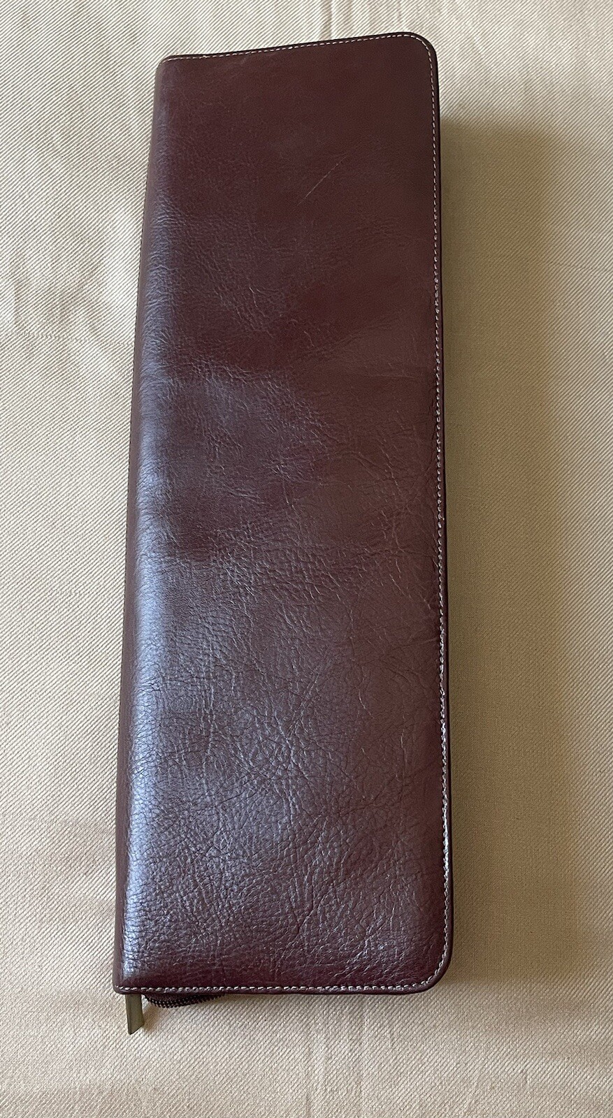 Vintage Red Envelope Brown Leather Tie Travel Carrier Zip Around Travel Case