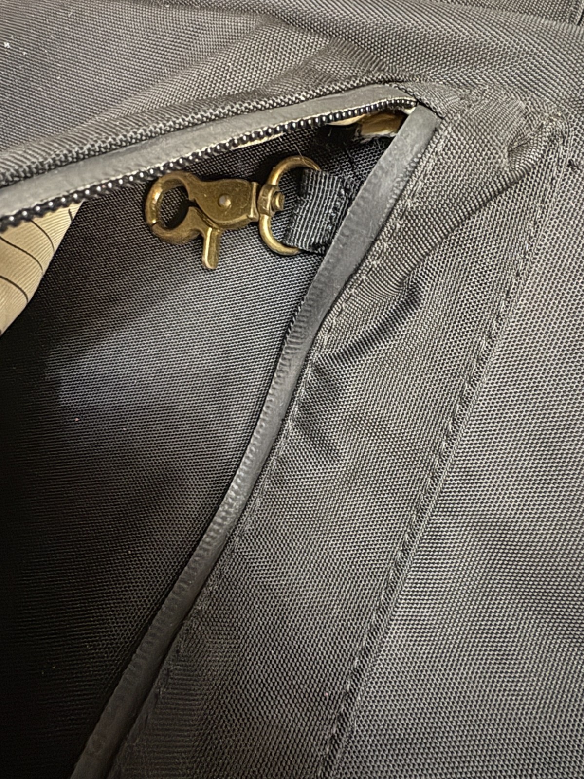 Revelry Water Resistant Black Tan Backpack Zipper needs repair see description