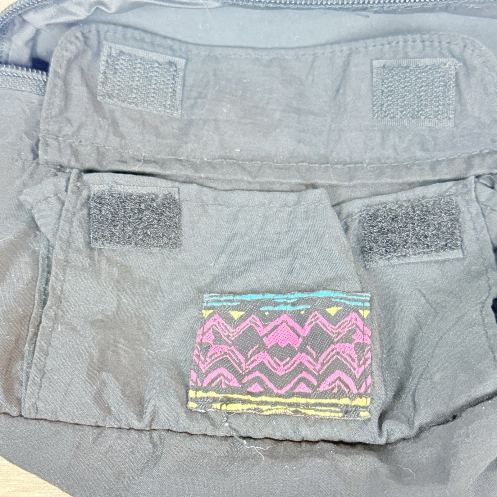 Vision Retro 80’s 90’s Black Fanny Pack Waist Bag Neon Mountain W/Pockets Korea