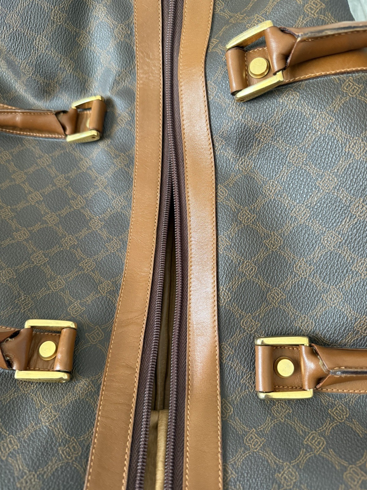 Authentic Vintage BALLY Monogram Canvas Weekender Boston Bag- Made in Italy
